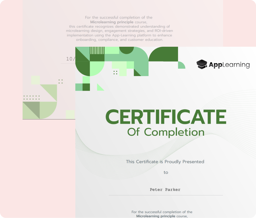 Branded certificate of completion.