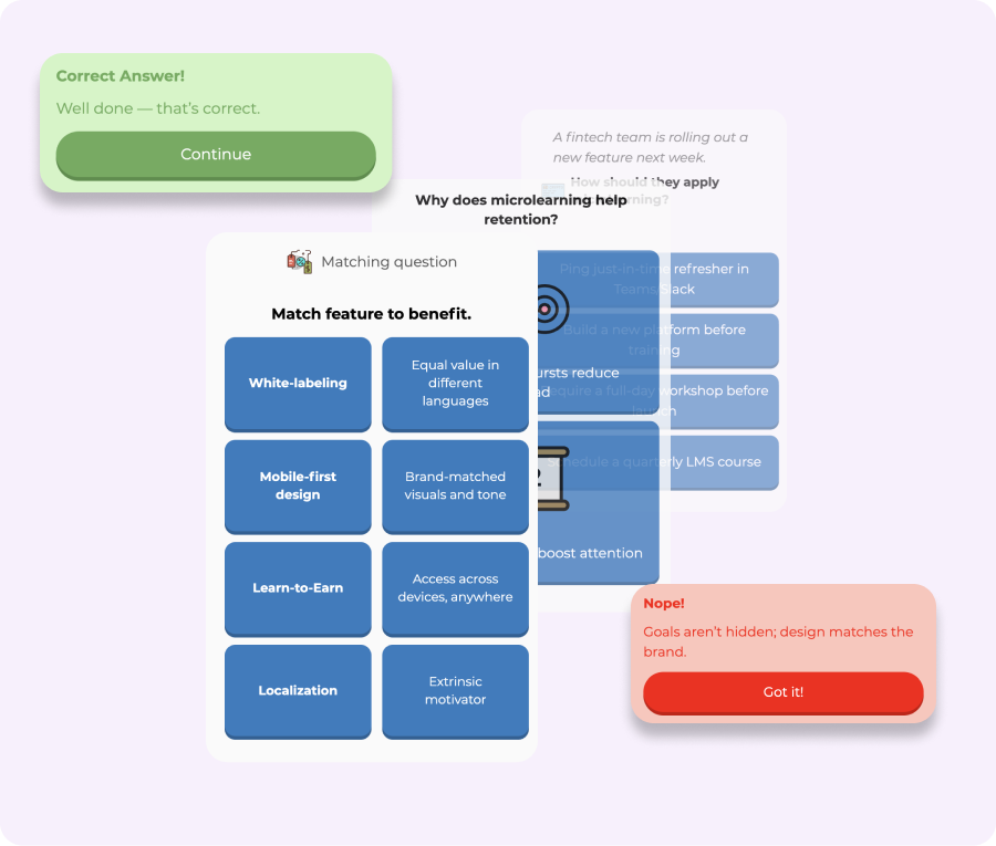 Gamified progress with micro-challenges, leaderboards, and instant rewards.